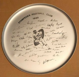 1969 Calgary Stampeders Cfl Football $100 Plate Dinner Tray Facsimile Autographs