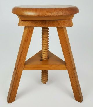 Vintage Wood Mission Arts And Crafts Piano Stool Primitive Farmhouse 24 "