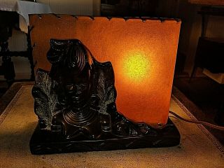 Gorgeous Antique Vtg African Woman Bust Table Tv Mood Lamp