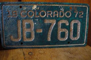 Vintage 1972 Colorado Motorcycle License Plate Expired Jb - 760
