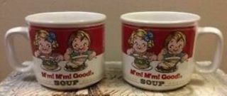 Set Of 2 Collectible Campbell’s Vintage Soup Mugs W/handles Westwood 1997