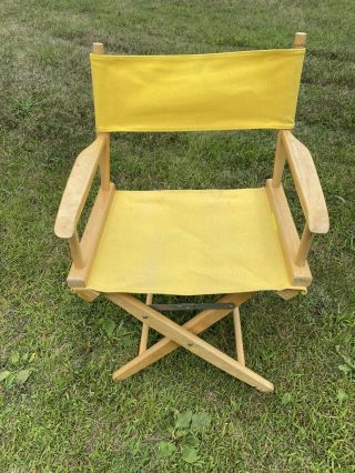 Vintage 90’s Pier 1 One Folding Wood Yellow Canvas Directors Chair Seat