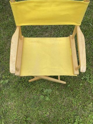 Vintage 90’s Pier 1 One Folding Wood Yellow Canvas Directors Chair Seat 3