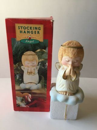 Vintage Hallmark Praying Angel Christmas Stocking Hanger Holder W/original Box