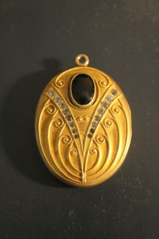 Antique Art Nouveau W&h Co Gold Filled Stones Picture Locket Pendant