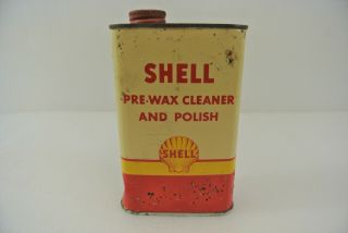 Shell Pre - Wax Cleaner And Polish Empty Vintage 16oz Can Shell Oil Company Canada