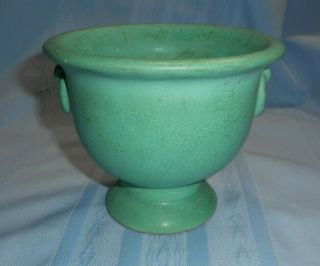 Vintage Blue Green Pottery Vase Signed By Artist