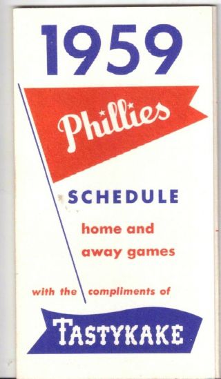 1959 Tastykake Philadelphia Phillies Pocket Schedule