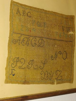 Antique Victorian Alphabet Numerical Needlework Sampler Tapestry