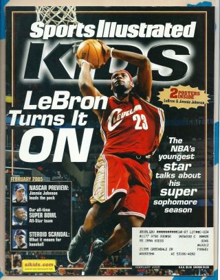 Lebron James Sports Illustrated For Kids February 2005 With Cards Derek Jeter