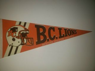 Cfl Football Bc Lions Western Division Champs Full Size Pennant Vintage
