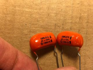 2 NOS Vintage Sprague Orange Drop.  01 uf 1000v Capacitors 1kv Guitar Tone Caps 2