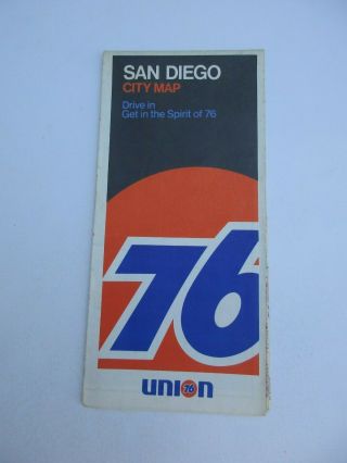 Vintage 1970 Union 76 San Diego California City Street Gas Station Road Map - M4