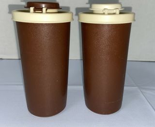 Vintage Tupperware Brown/almond Salt & Pepper Shakers 1329 - 7/1329 - 8