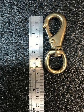 Vintage Msia Large 3 " Solid Brass Snap Hook Heavy Hardware Keychain Edc Item