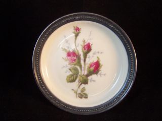 Vintage Rosenthal Moss Rose Sterling Silver Rimmed Porcelain Coaster/ Plate