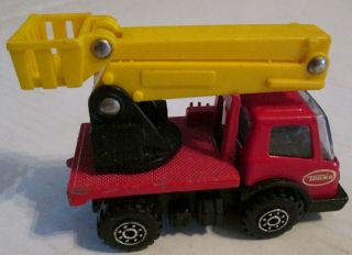 Vintage Tonka Mites Red Bucket Lift Truck Cherry Picker Toy 4 " Yellow 1976 Metal