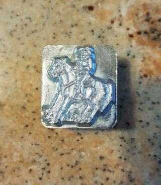 Vtg 3d Craftool Leather Tool Stamp,  Stopping Rider On Horse,  8477