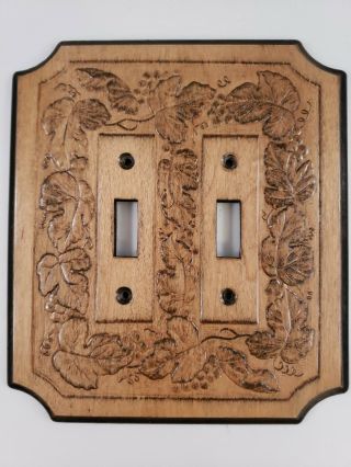 Vtg 2 Toggle Maple Light Switch Cover Plate Leaf Pattern