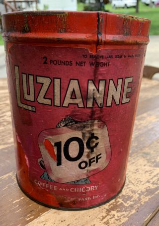 Vintage Luzianne Coffee & Chicory Tin Black Americana Advertising Display