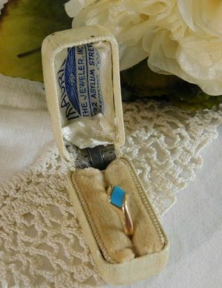 Vintage Blue Turquoise,  14k Gold Ring Size 3,  Signed 14k,  1.  6 Grams,  Antique Box