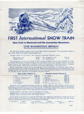 1935 York Central Railroad System 1st International Snow Train