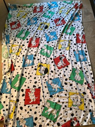 Disney 101 Dalmatians Flat Sheet Vintage Fabric Craft Project Dalmations Twin