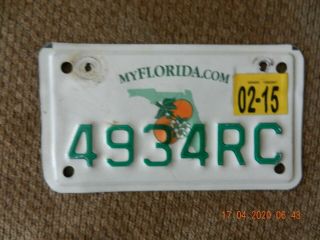 2015 Florida Motorcycle/moped License Plate 4934rc