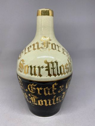 Glen Forest Sour Mash St.  Louis Mo Whiskey Jug Antique Pottery Hand Painted
