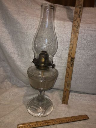 Antique Phoenix Mfg Co 1887 Oil Lamp Cut Crystal Kerosene Wick Burner Victorian