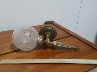 Single Brass Wall Sconce Etched Shade - Made In Spain