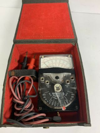 Vintage Triplett Model 310 Analog Multimeter Meter W/case Probes Type 7 Volt Ohm