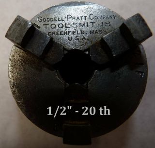 Goodell Pratt Toolsmiths Chuck.  Lathe Vintage Antique.  1/2 " - 20 Thd.