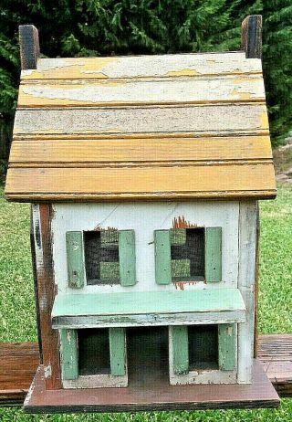 Vintage Folk Art Architectural Girls Wood 2 - Story Painted Play House