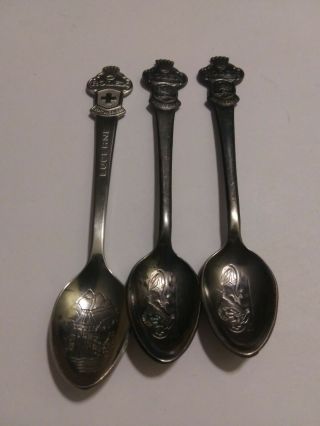 3 Vintage Rolex Bucherer Of Switzerland Lucerne Souvenir Spoons