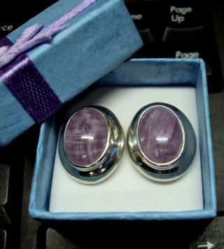 Vtg Joseph Esposito Espo Sig.  925 Sterling Silver Pierced Earrings Purple Studs