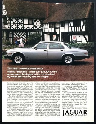 1987 Jaguar Xj6 Luxury Sedan Photo " The Best Jaguar Ever Built " Vintage Print Ad