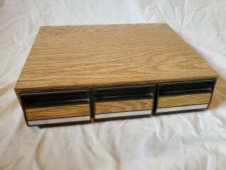 Vintage Faux Wood 42 Cassette Tape 3 Drawer Holder
