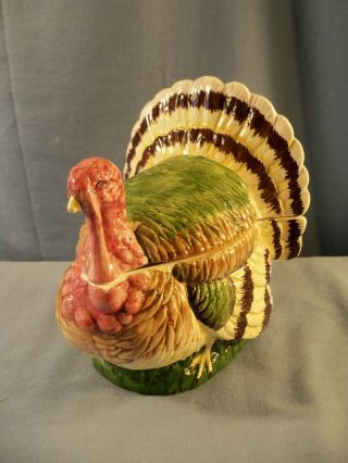 Vintage Brinn’s Ceramic Turkey Covered Candy Dish Thanksgiving Holiday Decor