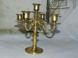 Vintage Brass 4 Arm 5 Candle Stick Holders Candelabra 9 Inches Tall