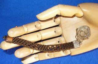 Antique Victorian Mourning Watch Chain Braided Hair Locket Woven Edwardian 10