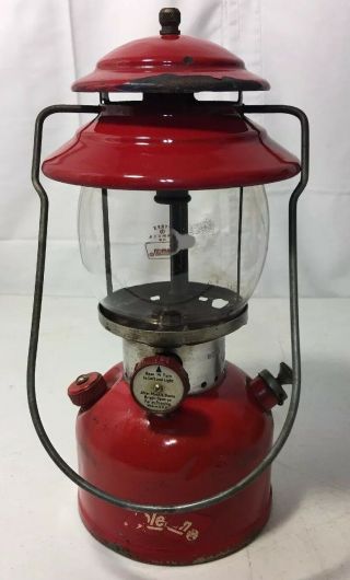 Vintage 8/64 Red Coleman Lantern Model 200a With Globe