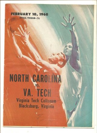 2/10/68 Unc Vs.  Virginia Tech Basketball Program