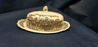 Vintage Myott Staffordshire England Royal Mail Butter Dish With Lid Cream/brown