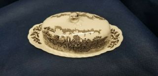 Vintage Myott Staffordshire England Royal Mail Butter Dish With Lid Cream/Brown 3
