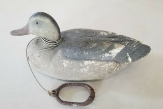 Very Old Antique Duck Decoy With Weight,  Large,  17 