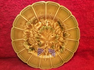 Antique French Majolica Grapes And Leaves Plate
