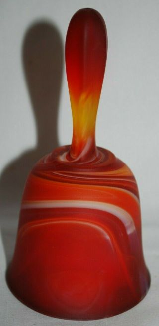 Vintage Imperial End Of Day Glass Ruby Red Orange White Slag Swirl Bell