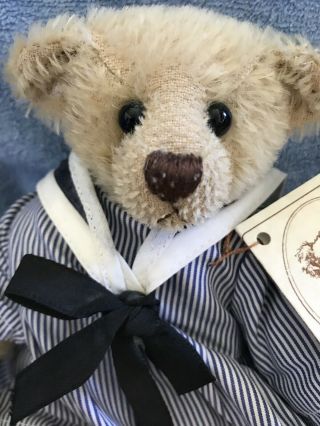 Vintage Hand Made Mohair Bear Named Lucy At Sea By Sue Quinn