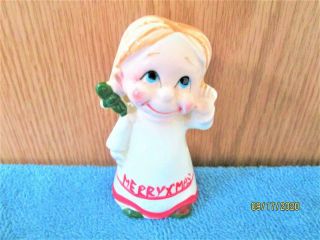 Vintage Kreiss Angel Girl Listening For Santa Salt Or Pepper Shaker 2 Hole Japan